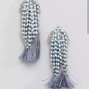 Tassel and rhinestone stud earring